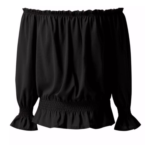 New! Black Off Shoulder Blouse - Picture 6 of 9